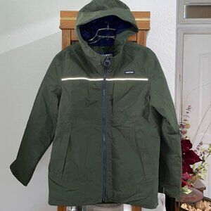 NWT $120 Dark Green LANDS' END Quilted Interior Hooded Jacket Parka S Small
